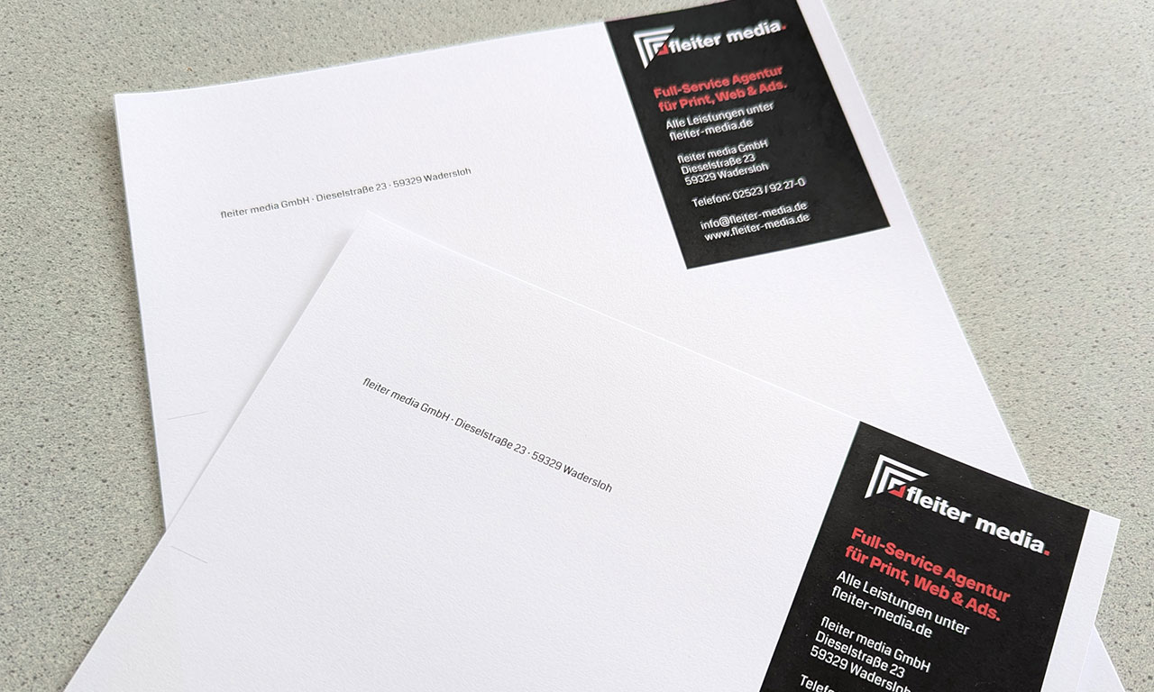 Briefbogenpapier drucken bei fleiter media in Wadersloh und Lippstadt