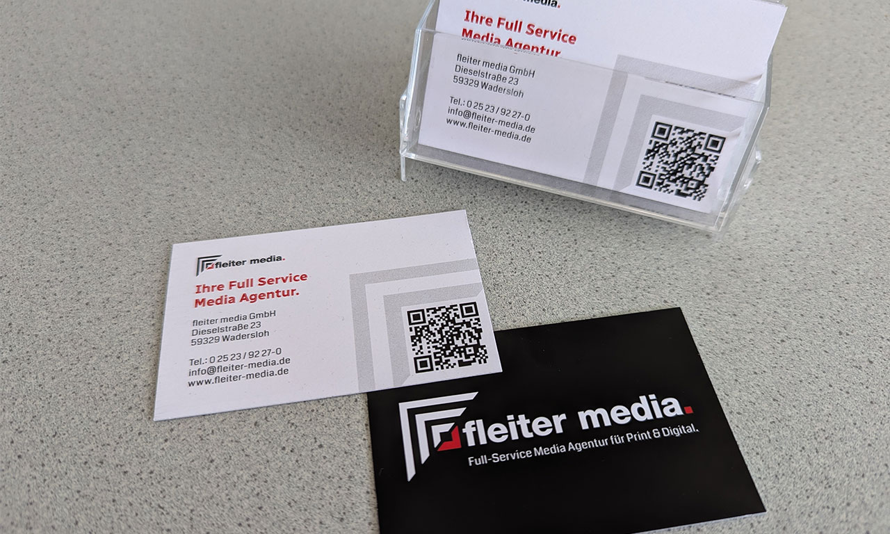 Visitenkarten drucken bei fleiter media in Wadersloh und Lippstadt